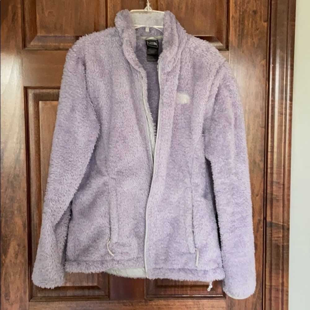 North face fuzzy zip up jacket